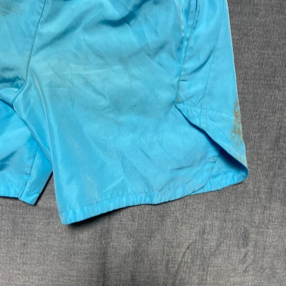 Nike Dri Fit Training Shorts Boys 4 Blue Swoosh Logo Elastic Waist Side Slit